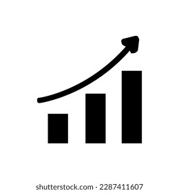 gráfico de crecimiento, icono plano aislado en el fondo blanco, ilustración vectorial de diseño plano.