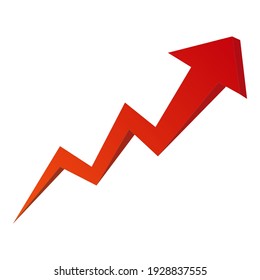 Eine wachsende Grafik in Form eines roten Pfeils. Vektorgrafik