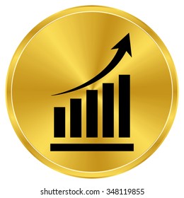 growing graph - gold vector icon