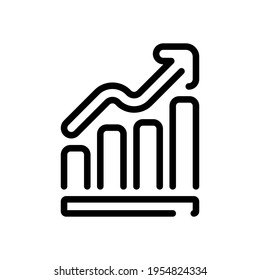 Growing graph, grow arrow, increase of business, economic success. Black icon on white background