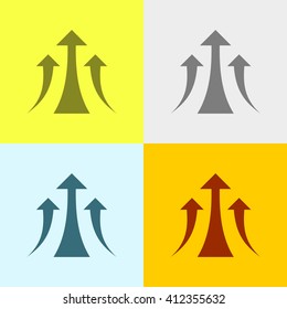 Growing Graph, Growth Arrow Icon on Four Different Backgrounds. Eps-10.