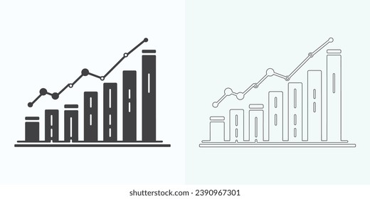 Growing Graph Icon, Bar Chart Icon, Infographic, Growths Chart Collection For Business Improvement Analytics, Diagram Symbol, Financial Profit Chart Bar Vector Illustration