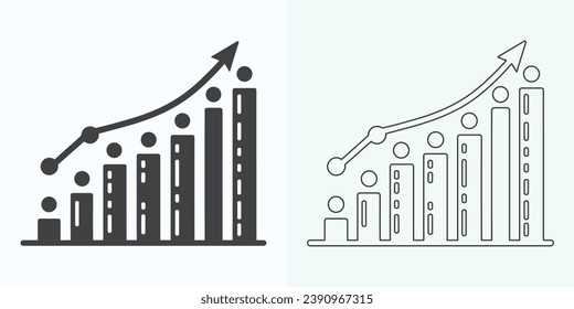 Growing Graph Icon, Bar Chart Icon, Infographic, Growths Chart Collection For Business Improvement Analytics, Diagram Symbol, Financial Profit Chart Bar Vector Illustration
