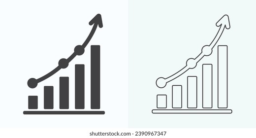 Growing Graph Icon, Bar Chart Icon, Infographic, Growths Chart Collection For Business Improvement Analytics, Diagram Symbol, Financial Profit Chart Bar Vector Illustration