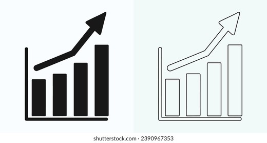 Growing Graph Icon, Bar Chart Icon, Infographic, Growths Chart Collection For Business Improvement Analytics, Diagram Symbol, Financial Profit Chart Bar Vector Illustration