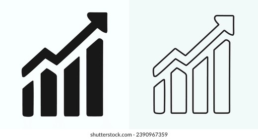Growing Graph Icon, Bar Chart Icon, Infographic, Growths Chart Collection For Business Improvement Analytics, Diagram Symbol, Financial Profit Chart Bar Vector Illustration