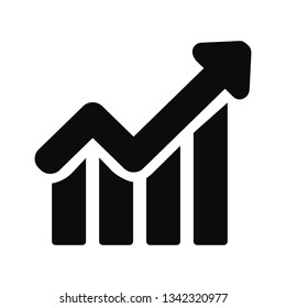 Growing graph Icon. Black Business Pictogram. Vector illustration.

