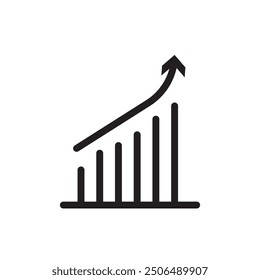 Growing graph Icon Black line art vector logo
