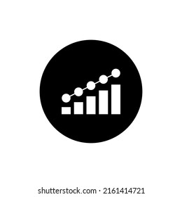 Icono de gráfico en crecimiento en redondo negro