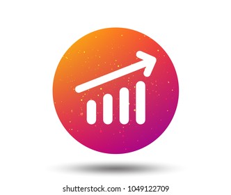 Growing graph icon. Business analytics chart symbol. Circle button with Soft color gradient background. Vector