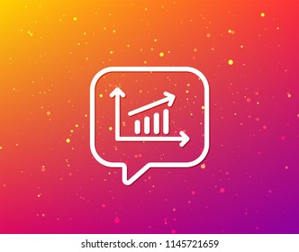Growing graph icon. Business analytics chart symbol. Soft color gradient background. Speech bubble with flat icon. Vector