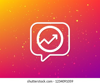 Growing graph icon. Business analytics chart symbol. Soft color gradient background. Speech bubble with flat icon. Vector