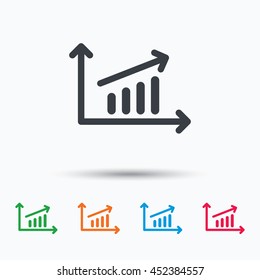 Growing graph icon. Business analytics chart symbol. Colored flat web icon on white background. Vector