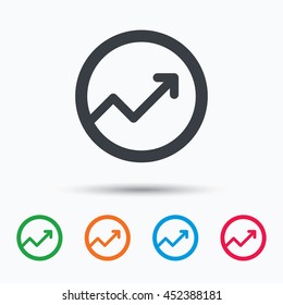 Growing graph icon. Business analytics chart symbol. Colored flat web icon on white background. Vector