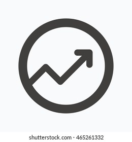 Growing graph icon. Business analytics chart symbol. Gray flat web icon on white background. Vector