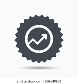 Growing graph icon. Business analytics chart symbol. Gray star button with flat web icon. Vector