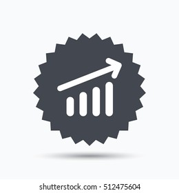 Growing graph icon. Business analytics chart symbol. Gray star button with flat web icon. Vector