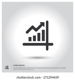 growing graph icon, Chart Icon, Presentation Icon. pictogram icon on gray background. mobile application. Simple flat metro design style. Outline Icon. Flat design style. Vector illustration 