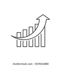 icono de gráfico creciente, color, línea, signo de vector de contorno, pictograma de estilo lineal aislado en blanco. Símbolo, ilustración de logotipo