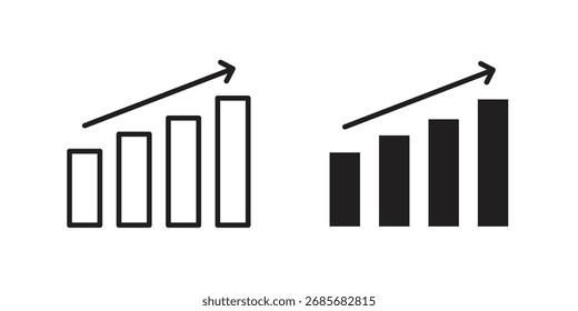 Ícone de gráfico crescente logotipo preto e branco plano