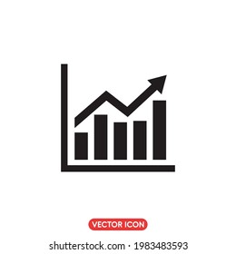 Growing graph icon, Growth success arrow symbol, Vector illustration