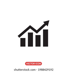 Growing graph icon, Growth success arrow symbol, Vector illustration