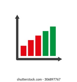 The growing graph icon. Growth and up symbol. Flat Vector illustration