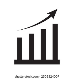Growing graph icon. Increase bar vector sign, profit symbol.
