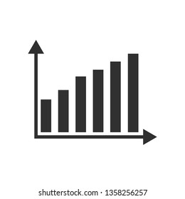 Growing graph icon isolated on white background. Vector illustration.