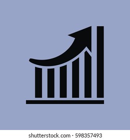 Growing graph icon isolated sign symbol and flat style for app, web and digital design. Vector illustration.