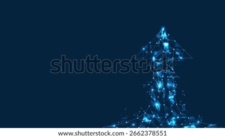 Growing graph icon from lines. Business investment to success. financial data graph strategy. Technology background. High speed.