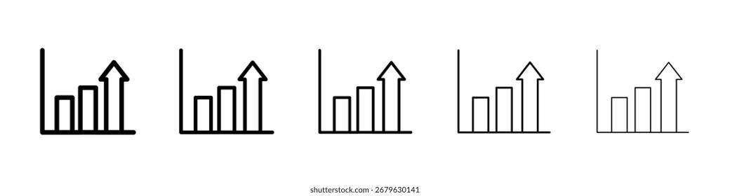 Logotipo de ícone de gráfico crescente na coleção de linhas de traçado