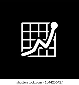 Growing Graph Icon On Black Background. Black Flat Style Vector Illustration.