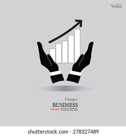 growing graph icon on the hand.hand with graph.vector illustration.