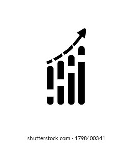 Icono de gráfico en crecimiento sobre fondo blanco