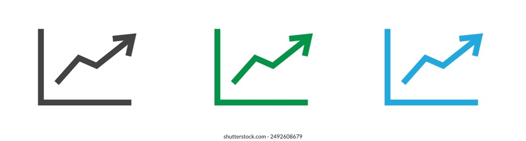 Growing graph icon outline line set sign for web app
