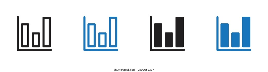 Growing graph icon Outline vector line set