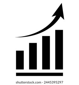 Growing graph icon. Progress bar sign. Chart increase profit. Growth success arrow icon. Black vector illustration.