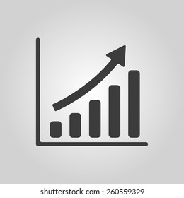 The growing graph icon. Progress symbol. Flat Vector illustration