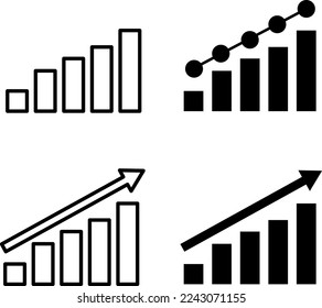 Crece juego de iconos de gráficos para aplicaciones y sitios web en fondo blanco..eps
