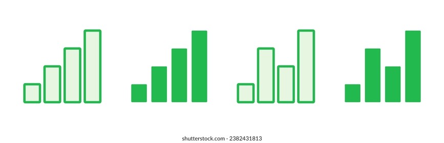 Juego de iconos del gráfico en crecimiento. Icono de gráfico. icono de diagrama