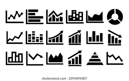 Growing graph icon set.  chart icon. Growing 
graph 