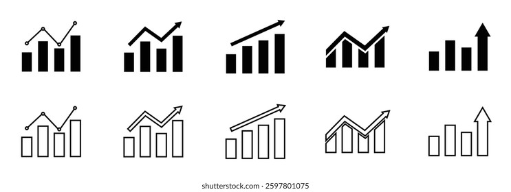 Growing graph icon set.  chart icon.