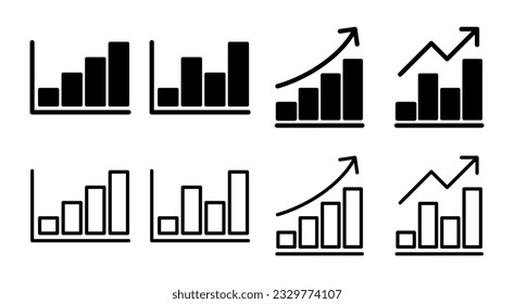 Growing graph Icon set illustration. Chart sign and symbol. diagram icon