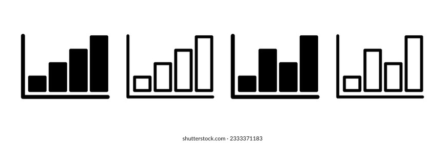 Gráfico creciente Icono conjunto de ilustración. Símbolo y signo de gráfico. icono de diagrama