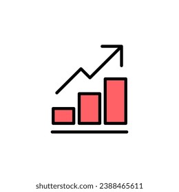 Gráfico creciente Icono conjunto de ilustración. Símbolo y signo de gráfico. icono de diagrama