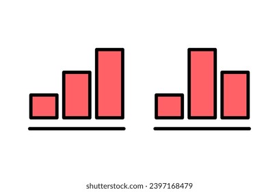 Gráfico creciente Icono conjunto de ilustración. Símbolo y signo de gráfico. icono de diagrama