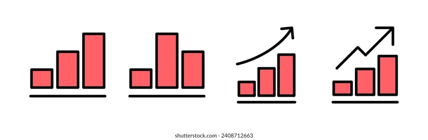 Growing graph Icon set illustration. Chart sign and symbol. diagram icon