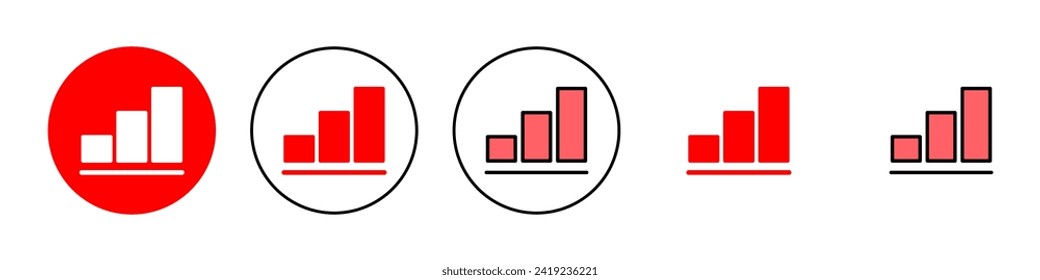 Gráfico creciente Icono conjunto de ilustración. Símbolo y signo de gráfico. icono de diagrama