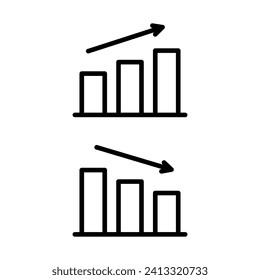 Growing graph icon set in line style. Loss Chart. Business chart with arrow, Growths and fall charts, Profit growing, Growth success. Line icons collection for web apps and mobile concept